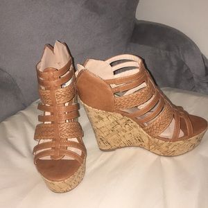 Tan wedges brand new size 7